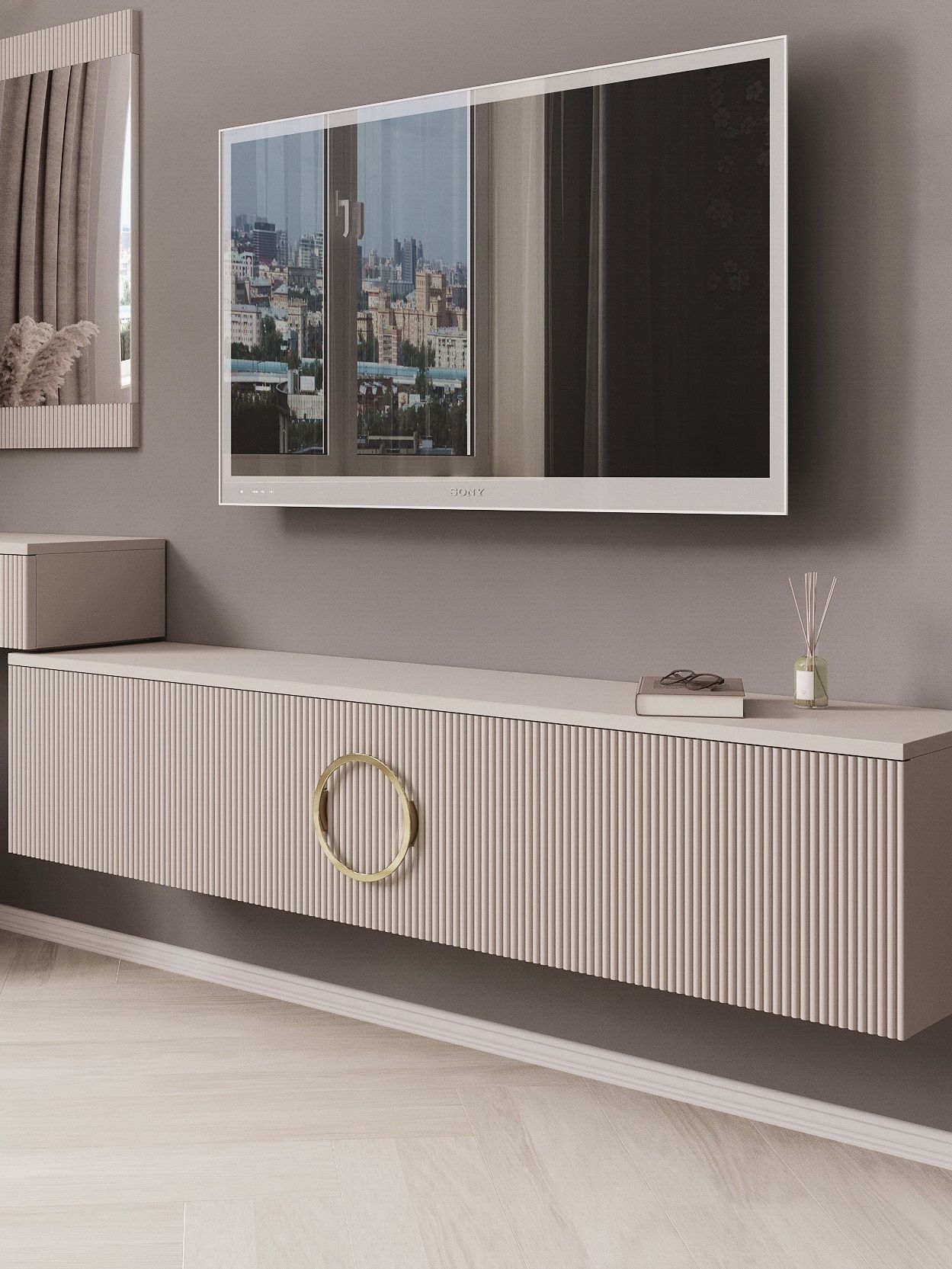 ТумбаподТВподвеснаяШ1592хВ341хГ319кашемир,сручками,"Мечтай!"Дождь