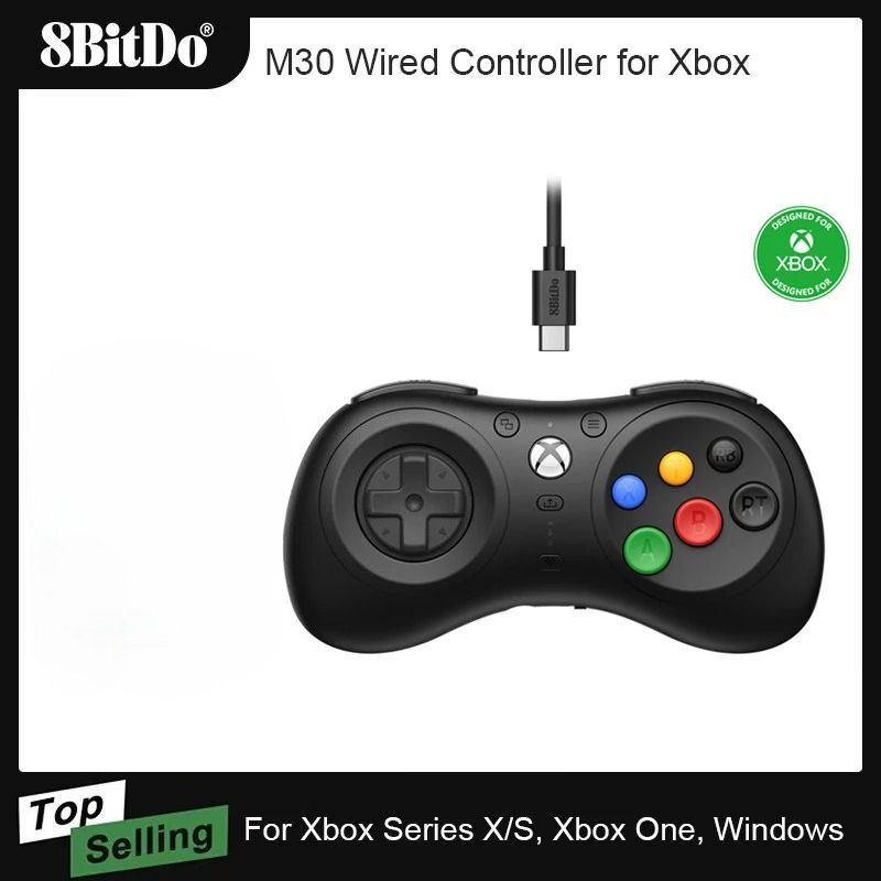 8BitDoM30WiredКонтроллердляXboxSeriesX/S,XboxOneиWindowsс6-кнопочнымрасположениемгеймпада,аксессуарыдляджойстика