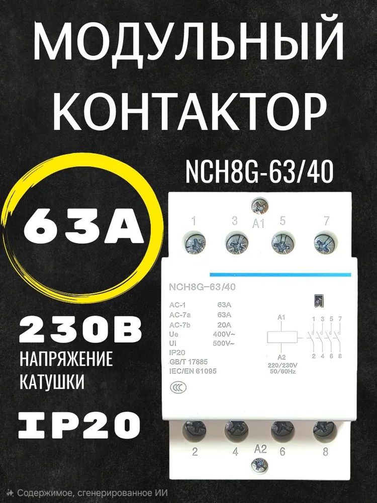 КонтактормодульныйNCH8G-63/4063А230В4NOнормальнооткрытый