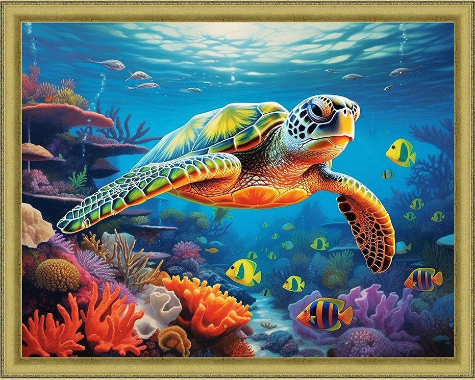 Алмазная мозаика WB11197 "Подводный мир" круглые стразы 40х50 см  #1