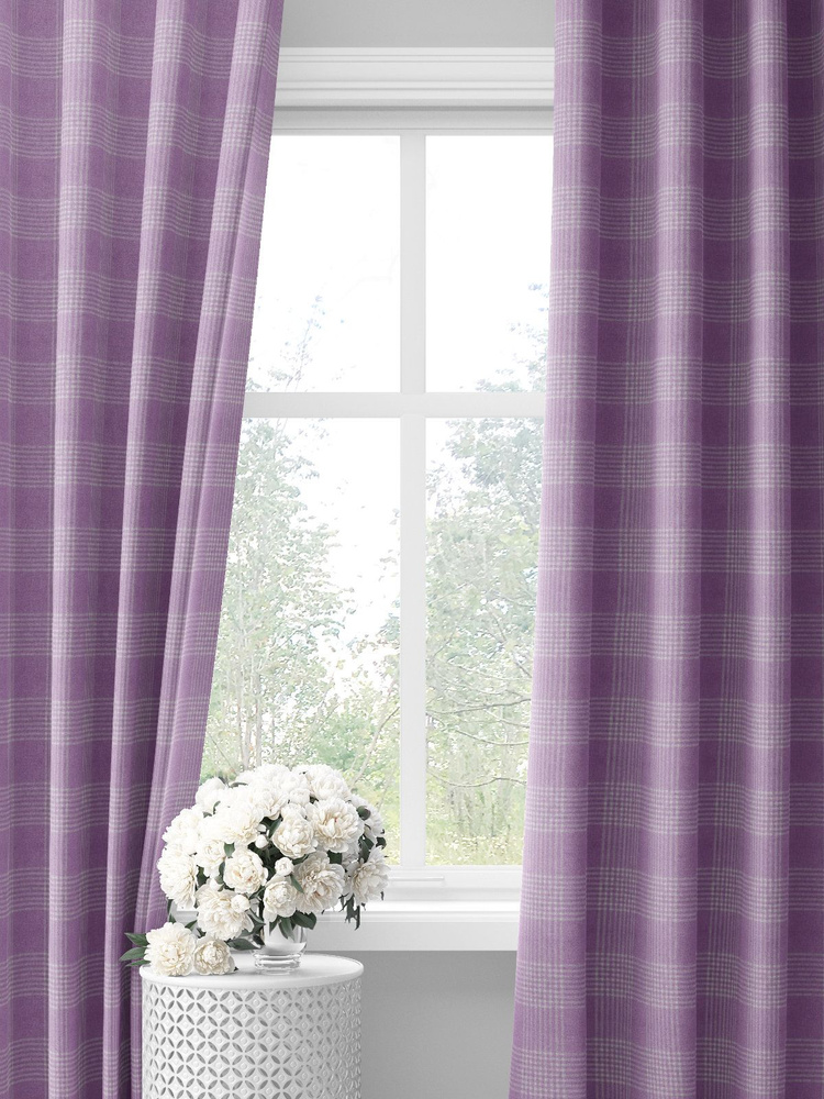 Фиолетово-сиреневые шторы с клеткой decoracion 33072201 #1