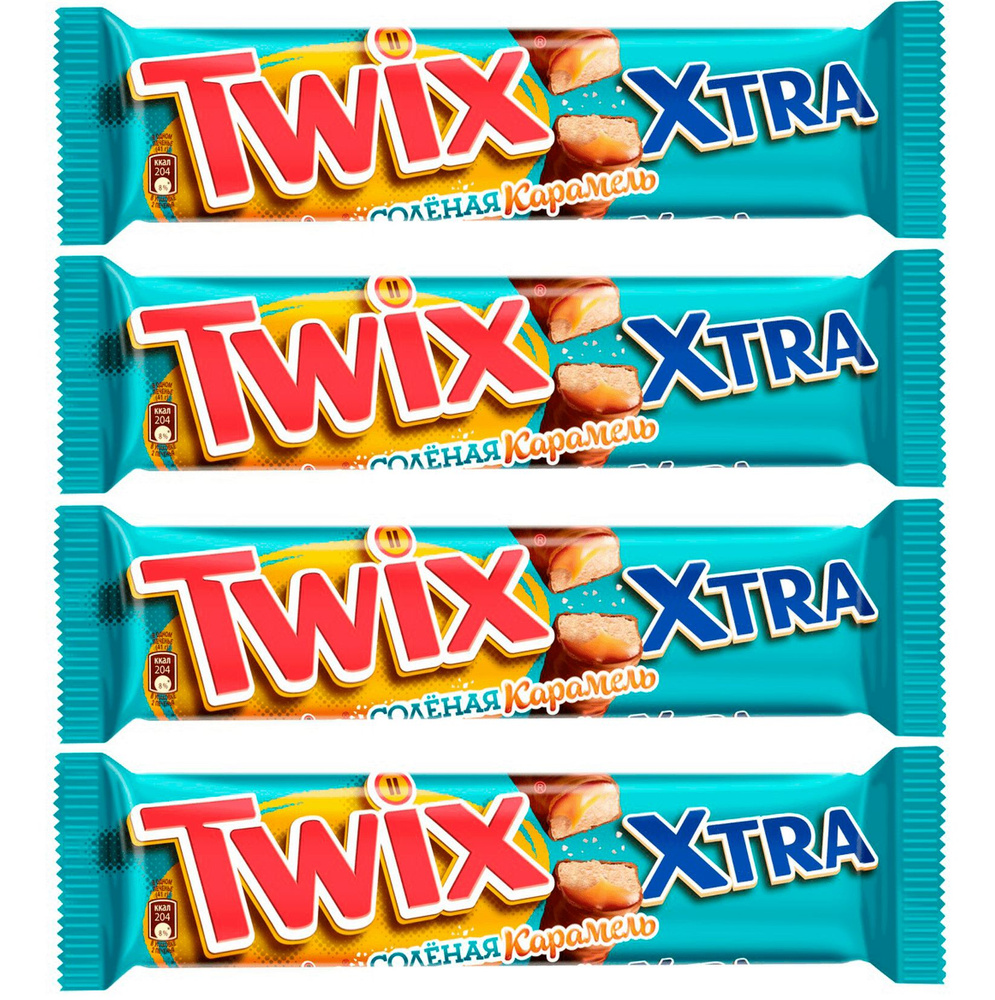 Шоколадный Батончик Twix Xtra Соленая карамель, 4 шт по 82 г #1