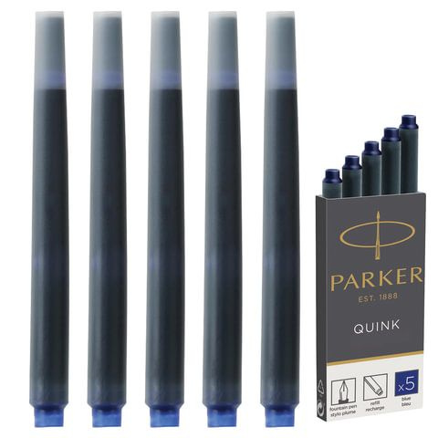 Картриджи чернильные PARKER "Cartridge Quink", КОМПЛЕКТ 5 штук, синие, 1950384  #1