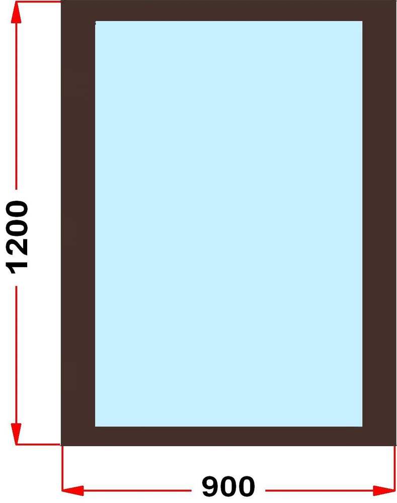 Окно из профиля Grunder 60 мм (1200 x 900), не открывающееся, стеклопакет 2 стекла, темно-коричневое #1