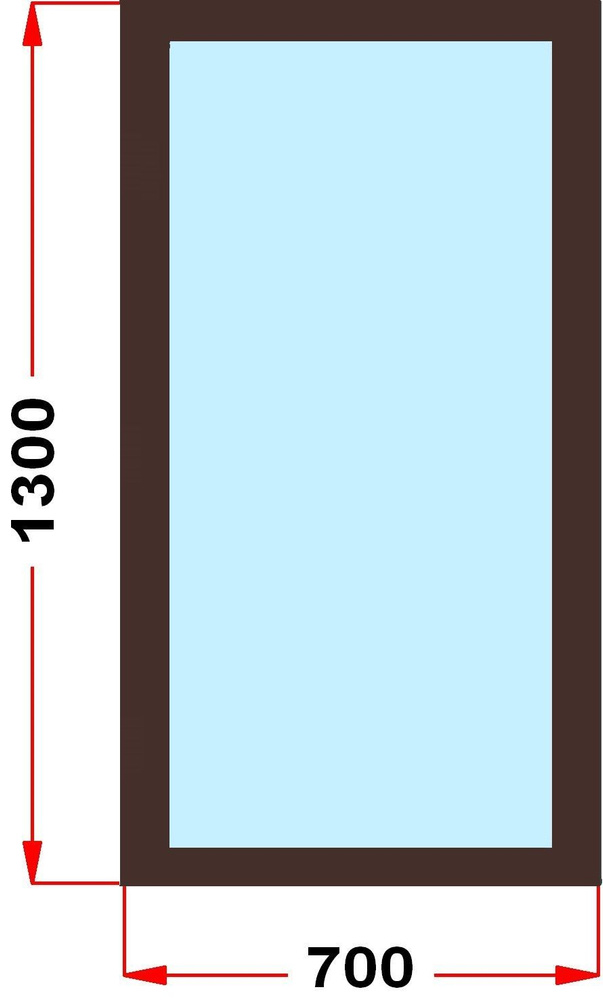 Окно из профиля Grunder 60 мм (1300 x 700), не открывающееся, стеклопакет 2 стекла, темно-коричневое #1