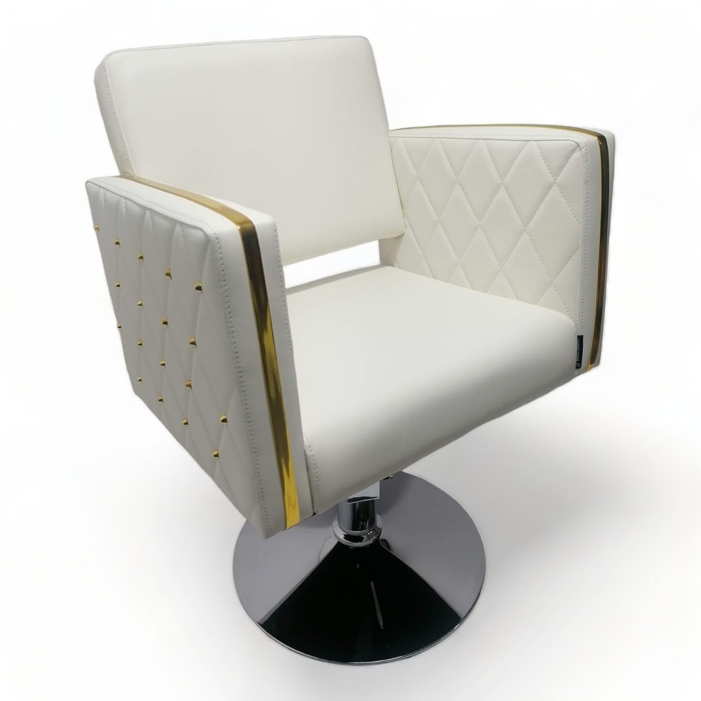 Парикмахерское кресло "Голдиум II", Белый, Гидравлика диск  #1