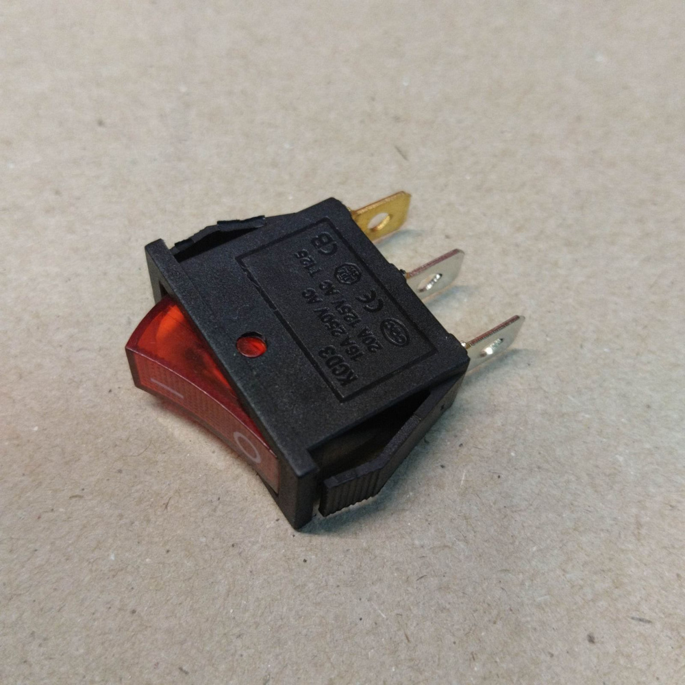 Переключатель одноклавишный с подсветкой KSD3 узкий 3-pin, 16A 250V  #1