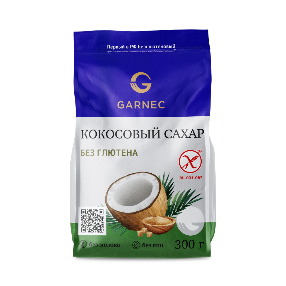 Garnec Сахар Коричневый, Кокосовый Песок 300г. 1шт. #1