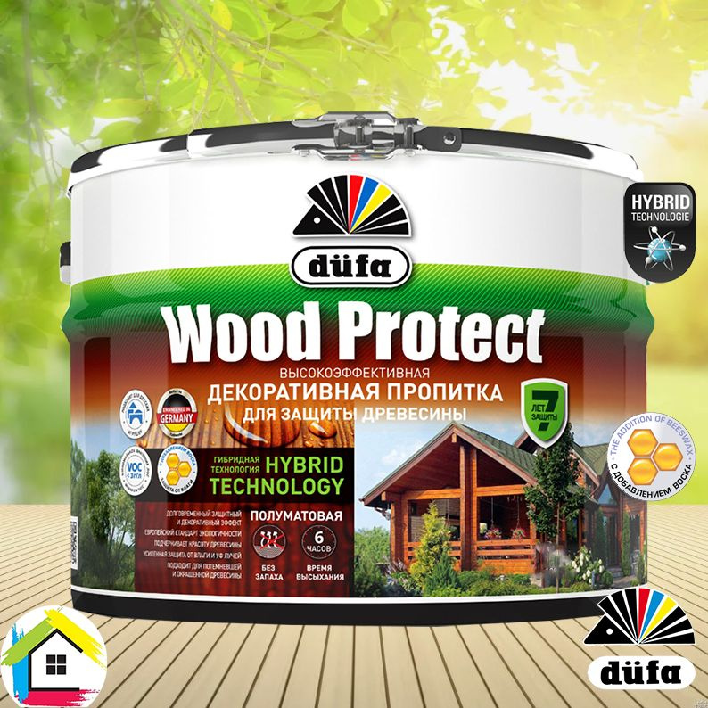 Декоративная пропитка для наружных и внутренних работ Dufa Wood Protect бесцветная 0,75л.  #1