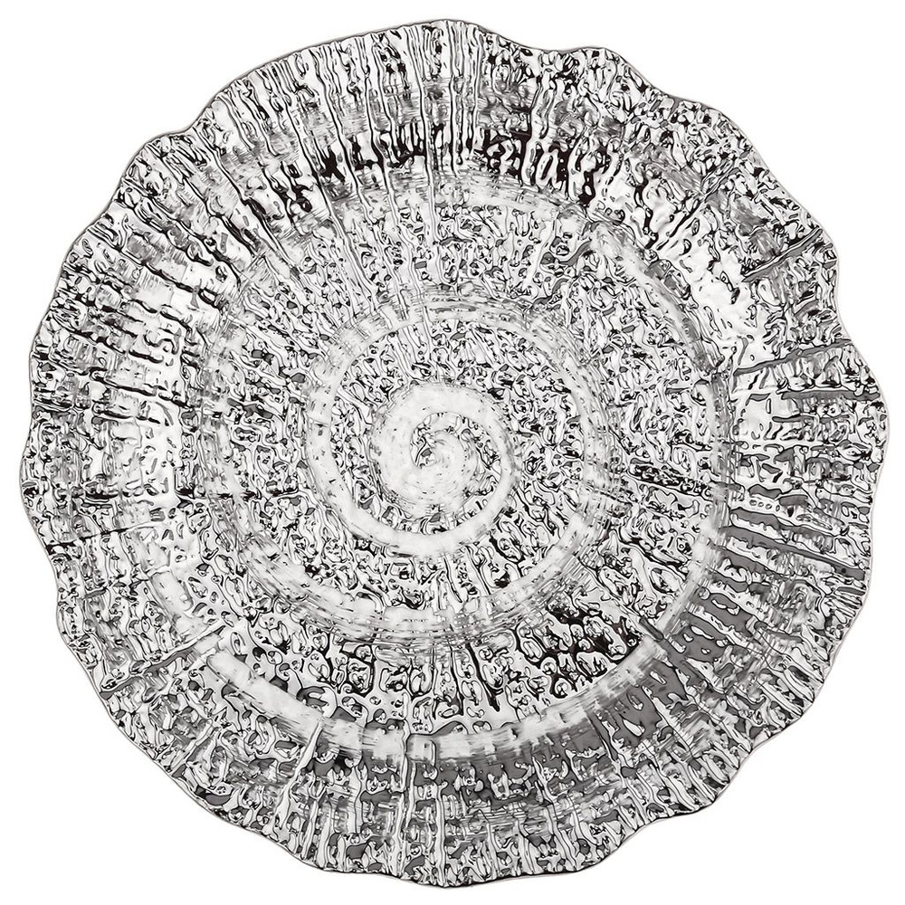 Тарелка плоская "Платина", д200мм h20мм, рельефный декор, с платиной, волнистый край, фарфор  #1