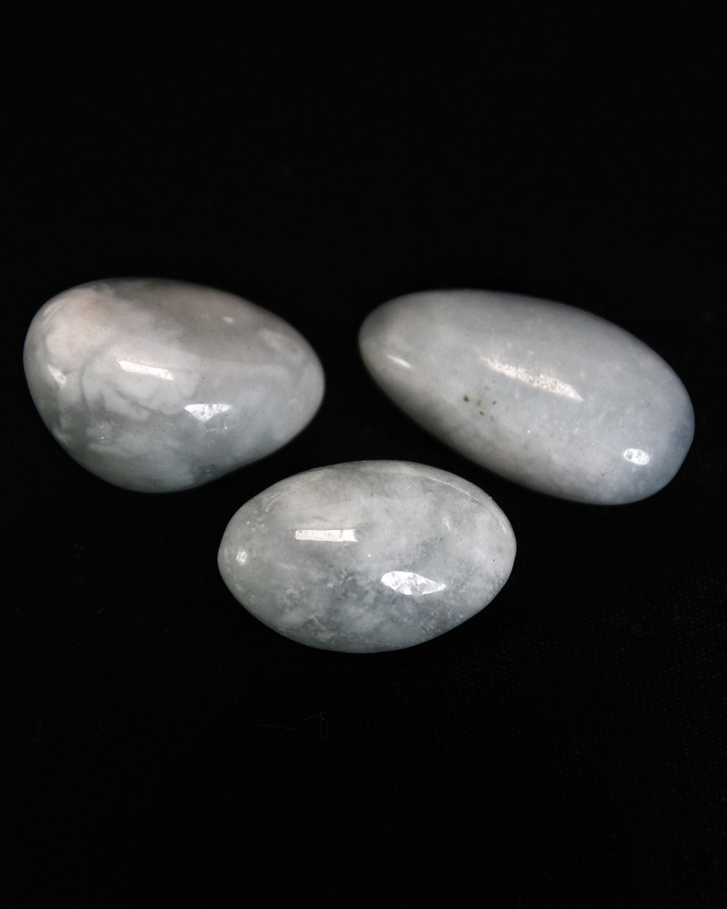 Оберег, амулет Аквамарин - 3-4 см, натуральный камень, самоцвет, галтовка, 3 шт - позволяет обрести счастье #1
