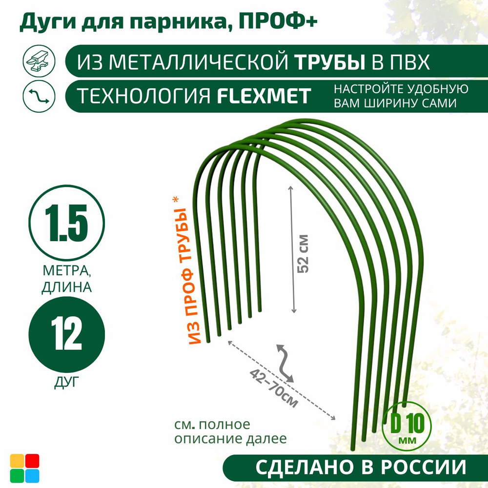 Комплект дуг для парника,1500 х 420мм, Металл, ПВХ (поливинилхлорид), 12 шт  #1