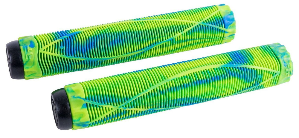 Рукоятки руля (грипсы, комплект) для трюкового самоката 2шт с барендами Fish, 170mm, Green/Blue  #1