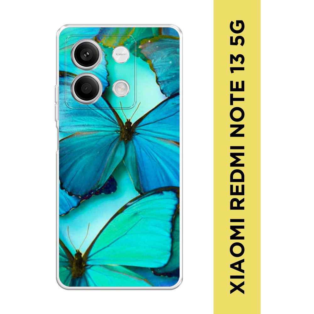 Силиконовый чехол на Xiaomi Redmi Note 13 5G / Сяоми Редми Нот 13 5G "Неоновые бабочки"  #1