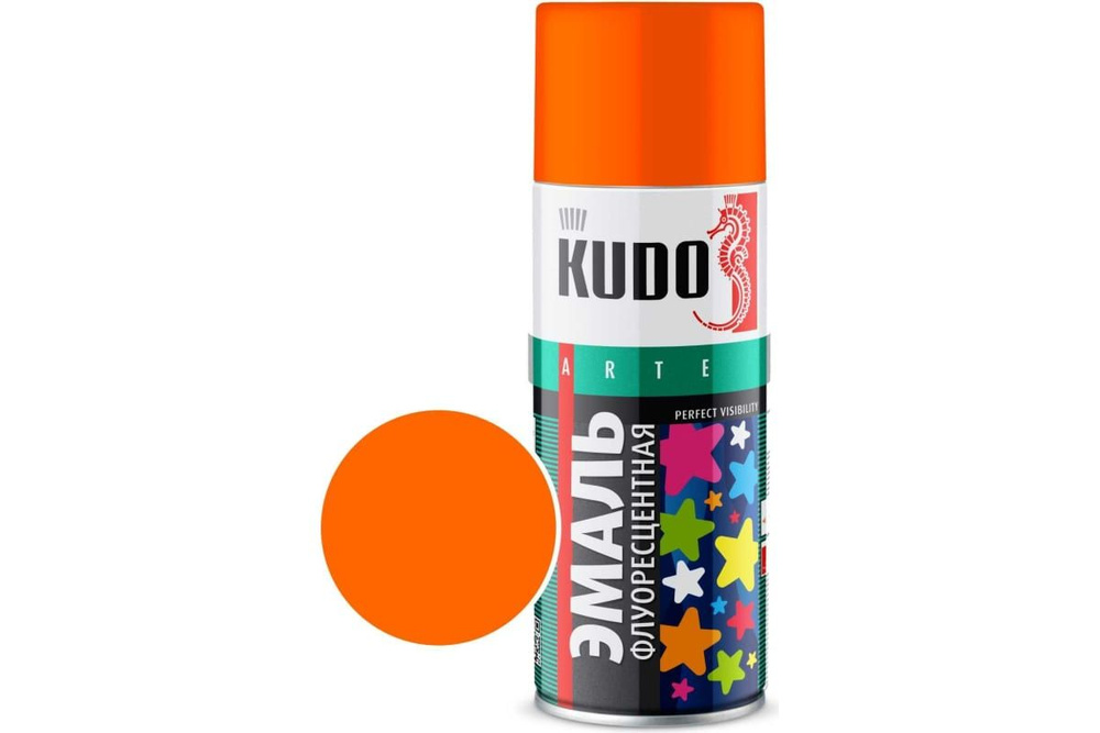 KUDO Аэрозольная краска аэрозольная краска, Акриловая, Глянцевое покрытие, 0.52 л, 0.37 кг, оранжевый, #1