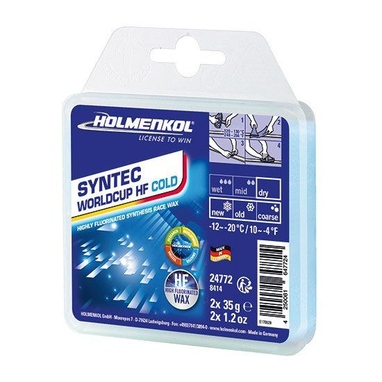 Высокофтористый парафин Holmenkol Syntec WorldCup HF COLD (-12/-20), 2x35гр. #1