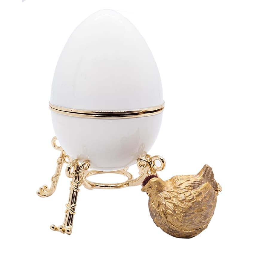 Пасхальное яйцо в стиле Фаберже Курочка с золотым яйцом 8 см  #1
