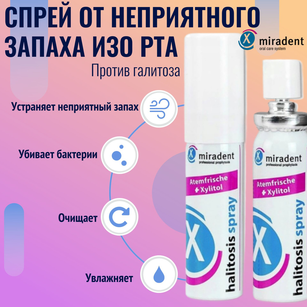 Спрей от неприятного запаха изо рта Miradent HALITOSIS 15 мл - купить с  доставкой по выгодным ценам в интернет-магазине OZON (392343376)