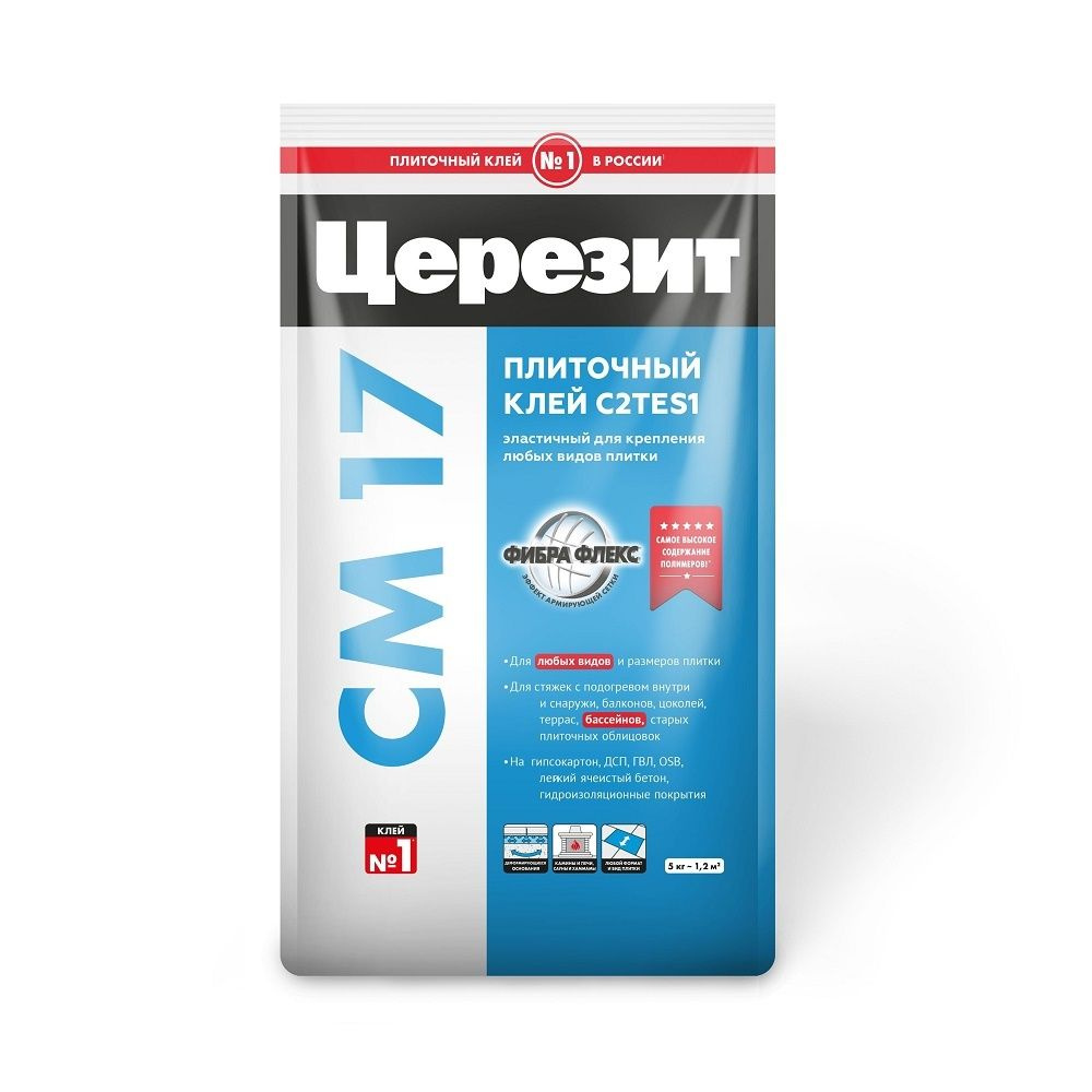 Клей для плитки высокоэластичный Ceresit CM 17 Super Flex (5кг) #1