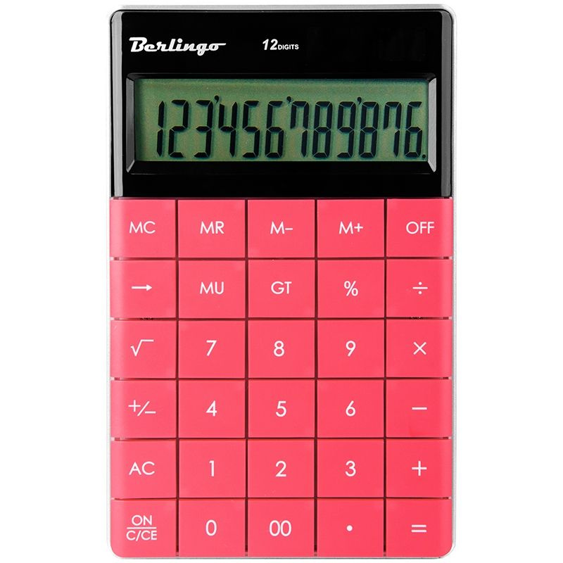 Калькулятор настольный "Power TX", двойное питание, темно-розовый  #1