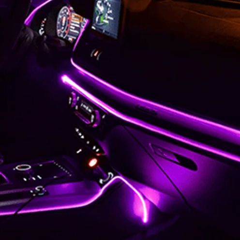 Неоновая нить в авто, 3 м в 12В, фиолетовый, атмосферная подсветка салона, светодиодная лента в машину, #1