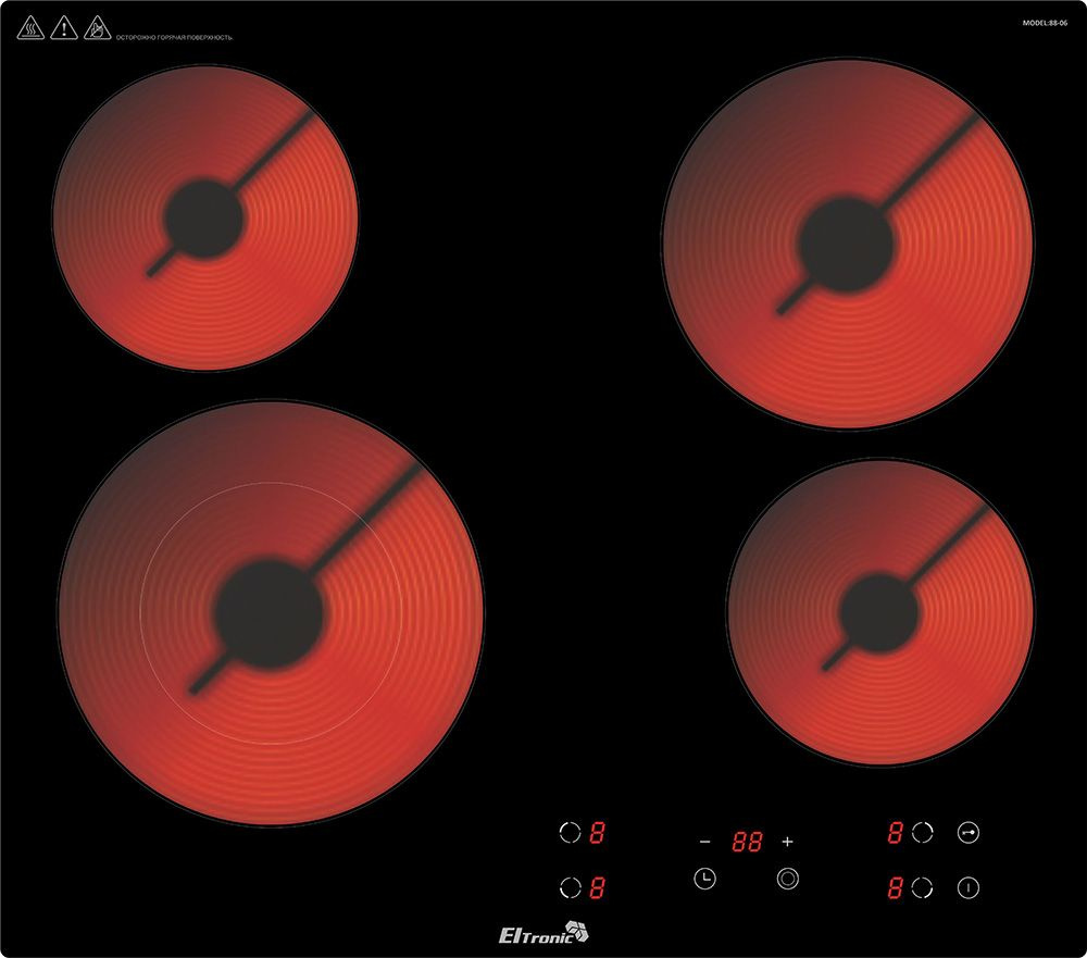Eltronic Электрическая варочная панель электрическая (88-06) 4 конфорки (черная)  #1