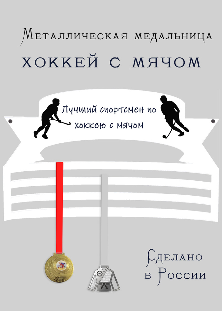 Медальница, держатель для медалей cooperative.moscow " Спортсмен по хоккею с мячом " (подарок спортсмену) #1