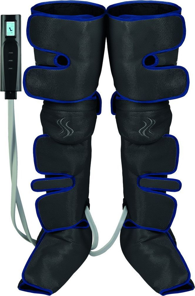 Компрессионный лимфодренажный массажер для ног Bradex KZ 1167, прогрев коленей, длинные манжеты, черный #1