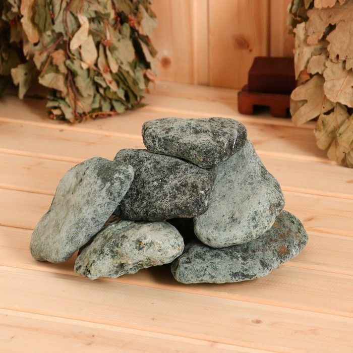 Камень для бани "Дунит" обвалованный, коробка 20 кг, мытый  #1
