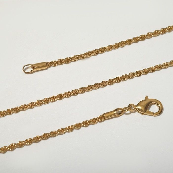 Queen Fair, Цепь "Кордовое плетение" объёмные гладкие звенья, продолговатый карабин, цвет золото, 46 #1
