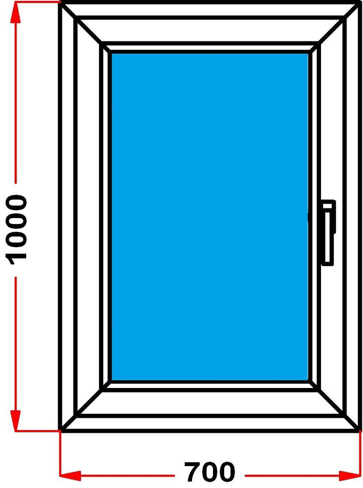 Окно пластиковое, профиль 60 мм (1000 x 700), с поворотно-откидной створкой, стеклопакет 2 стекла, левое #1