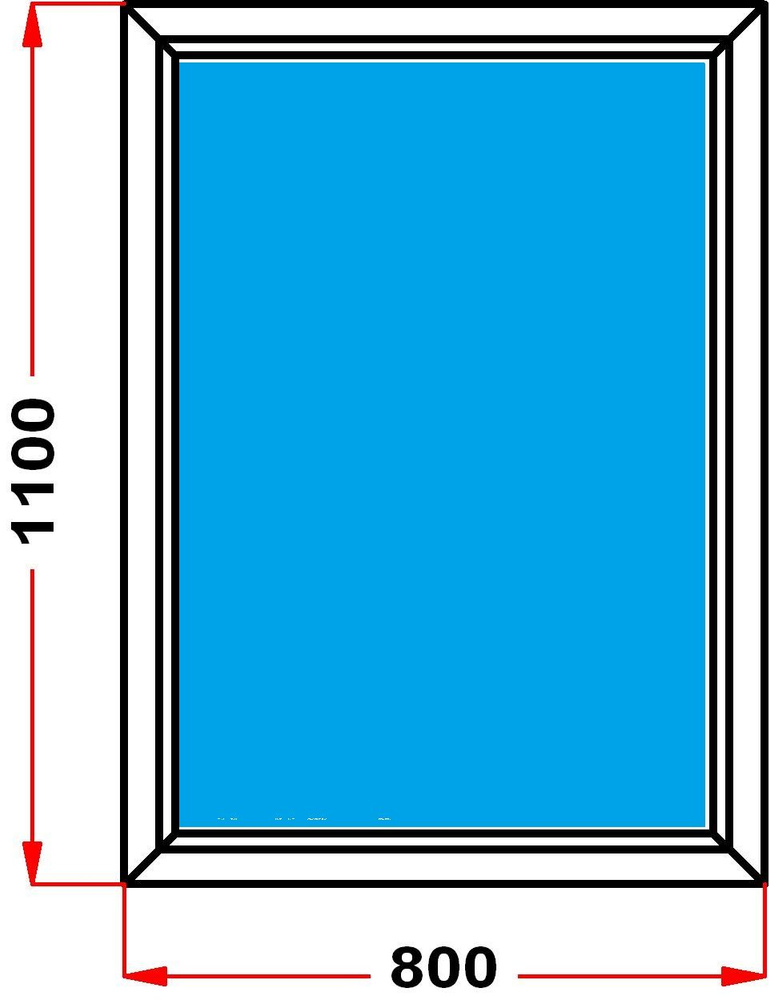 Окно пластиковое, профиль 70 мм (1100 x 800) , не открывающееся, стеклопакет 3 стекла  #1