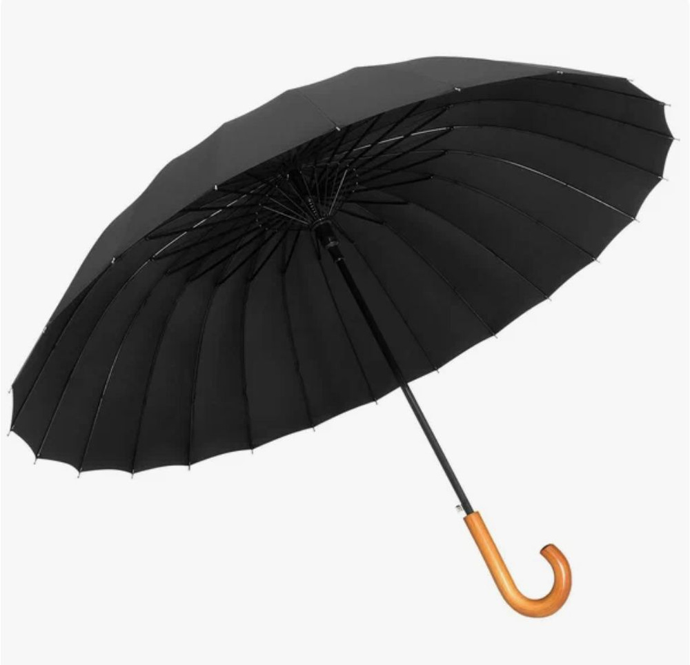 Зонт трость большой для сопровождений с чехлом, 24 спицы усиленные, антиветер.  #1