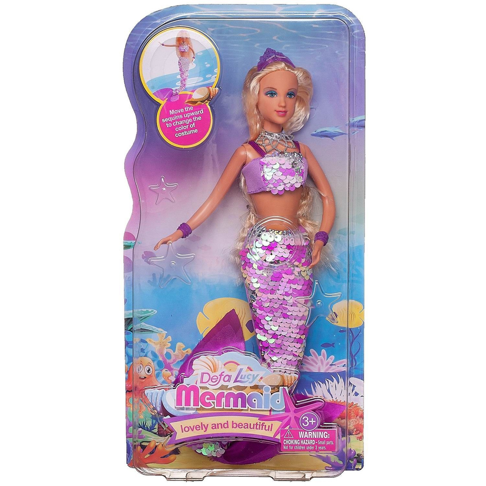 Кукла Defa Lucy Морская принцесса-русалочка в блестящем бело-фиолетовом наряде 29 см  #1