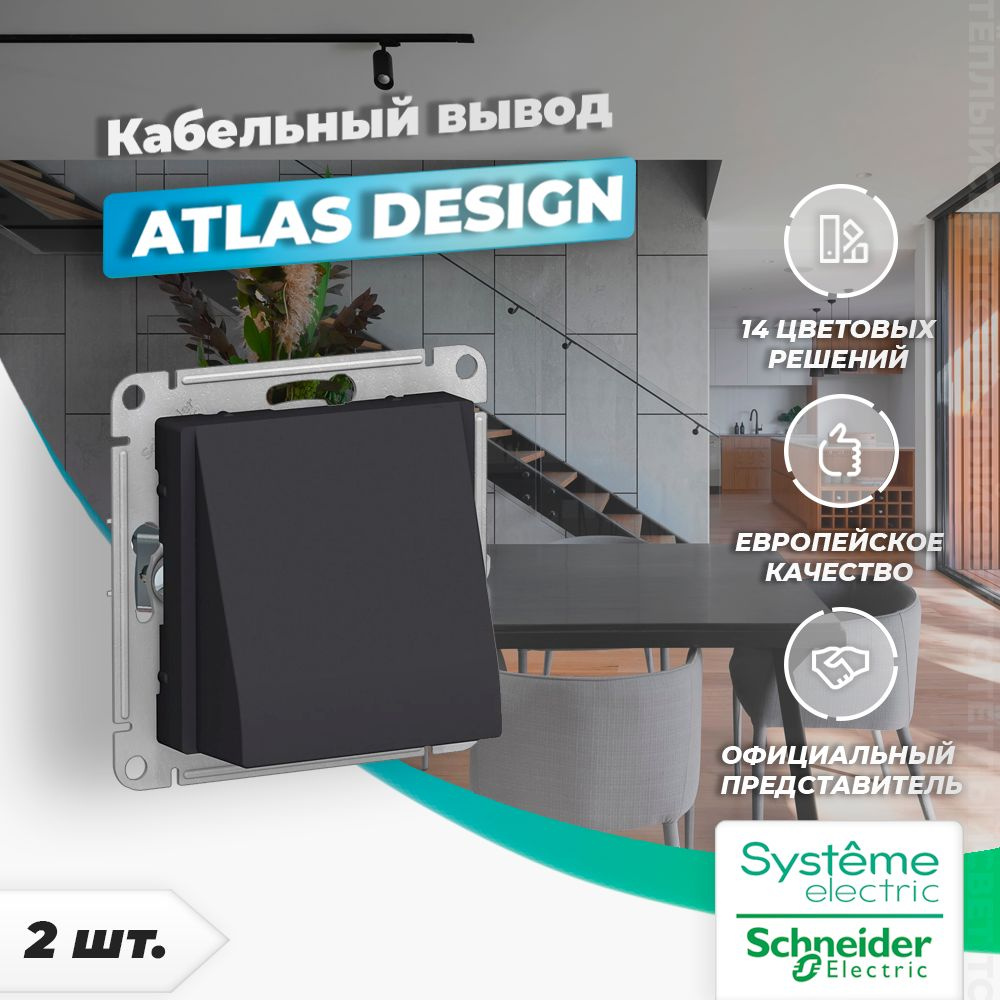 Вывод кабеля Schneider Electric (Systeme Electric) AtlasDesign карбон, 2 шт. #1