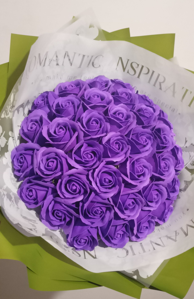 Букет фиолетовых роз 35шт. ( из мыльных роз) подарок для самых любимых, подарок на день рожденье  #1