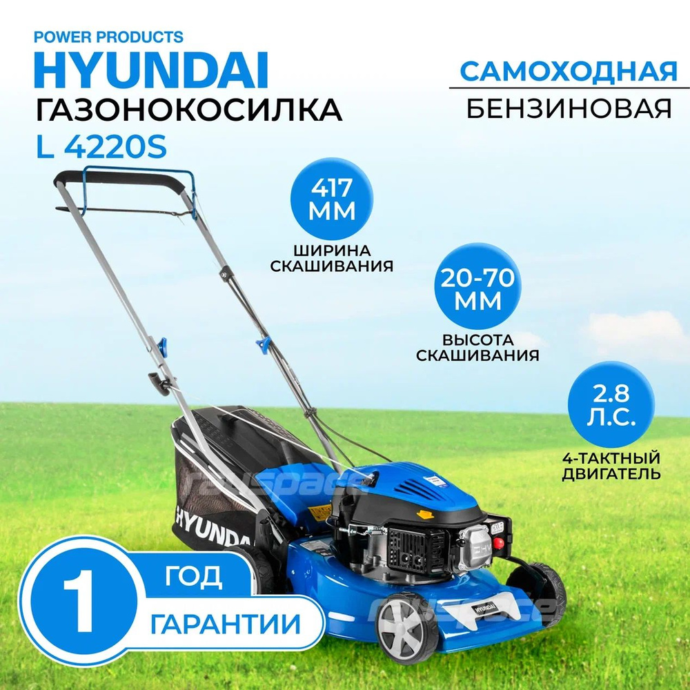 Газонокосилка бензиновая Hyundai L 4220S (2.8 л.с, 45л, 99.8см3) #1