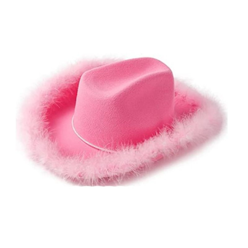 Шляпа ковбойская с перьями, розовый #1