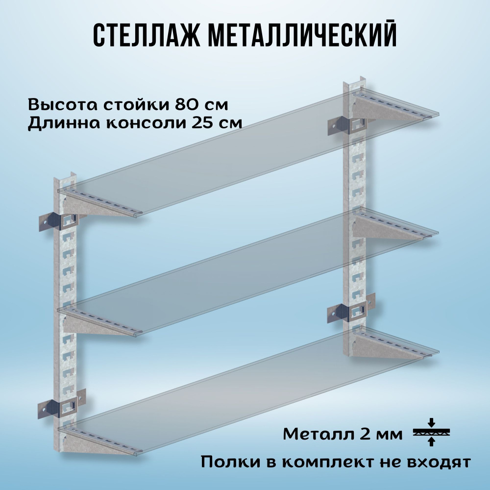 Стеллаж металлический 1000х800х250 настенный оцинкованный #1