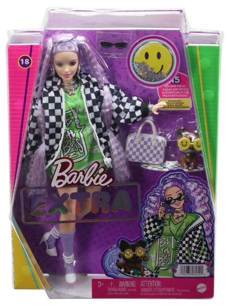 Кукла Mattel Barbie Extra - Экстра с лавандовыми волосами и собакой/ Барби HHN10  #1