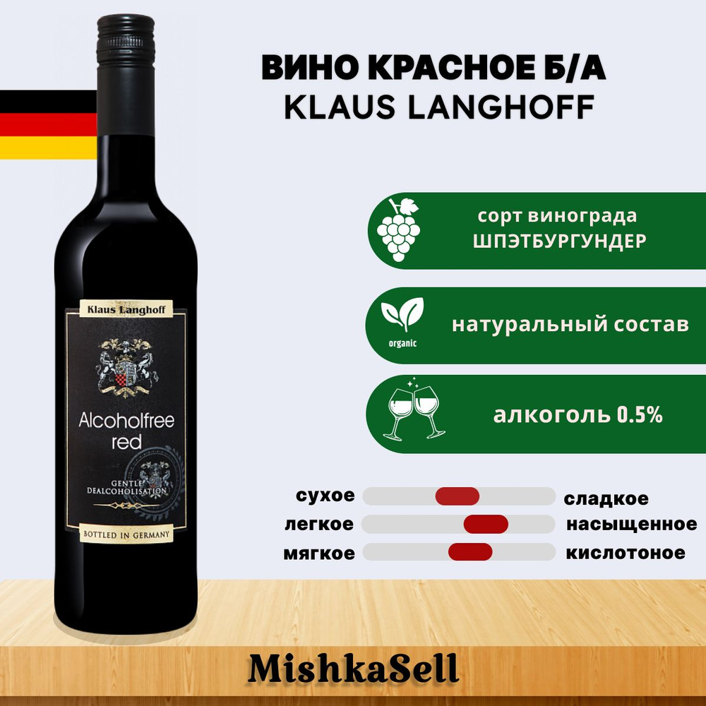 Вино безалкогольное красное Klaus Langhoff #1