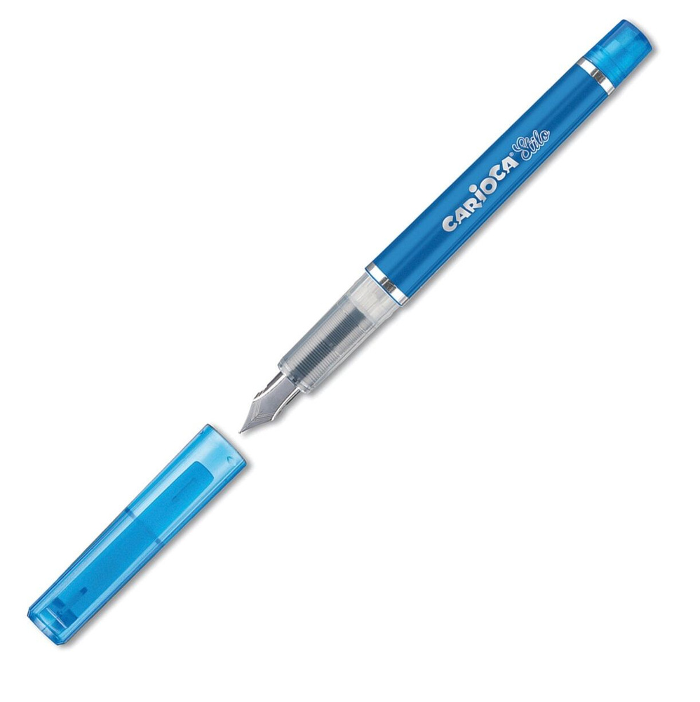 Ручка перьевая CARIOCA Stilo, корпус ручки синий. Иридиевое перо, 2 картриджа с синими чернилами в комплекте. #1