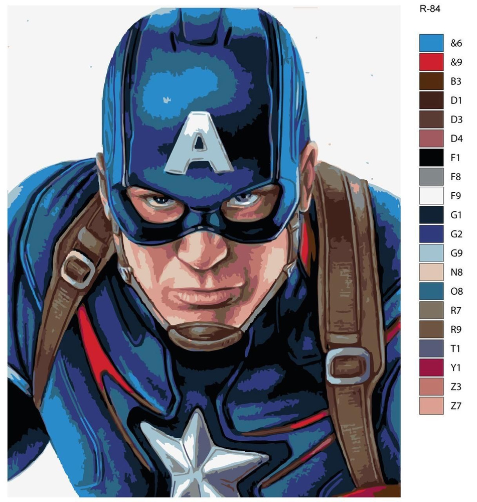 Картина по номерам R-84 "Супергерои. Капитан Америка" 60x80 см  #1