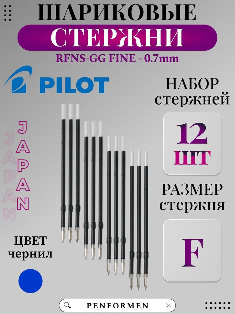 Стержень для шариковой ручки с ушками синий PILOT RFNS-GG-F #1