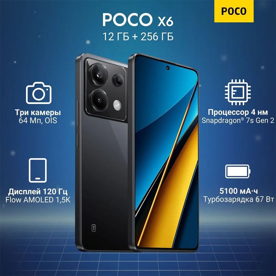 Poco Смартфон X6 Global 12/256 ГБ, синий #1