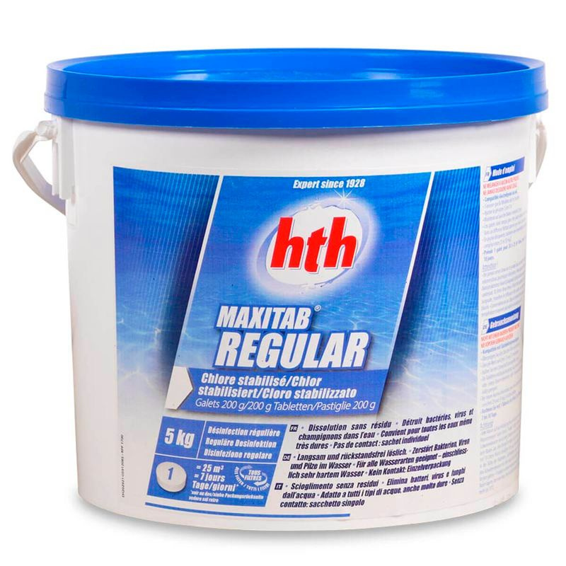 Хлор медленный для бассейна MAXITAB REGULAR таблетки (по 200 г) 5 кг hth - Химия для дезинфекции и очистки #1
