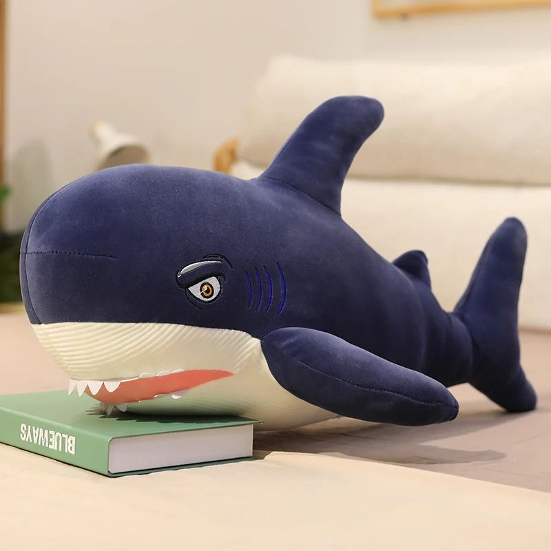 Мягкая игрушка подушка акула 100 см синяя из ikea, огромная, пушистая, меховая  #1