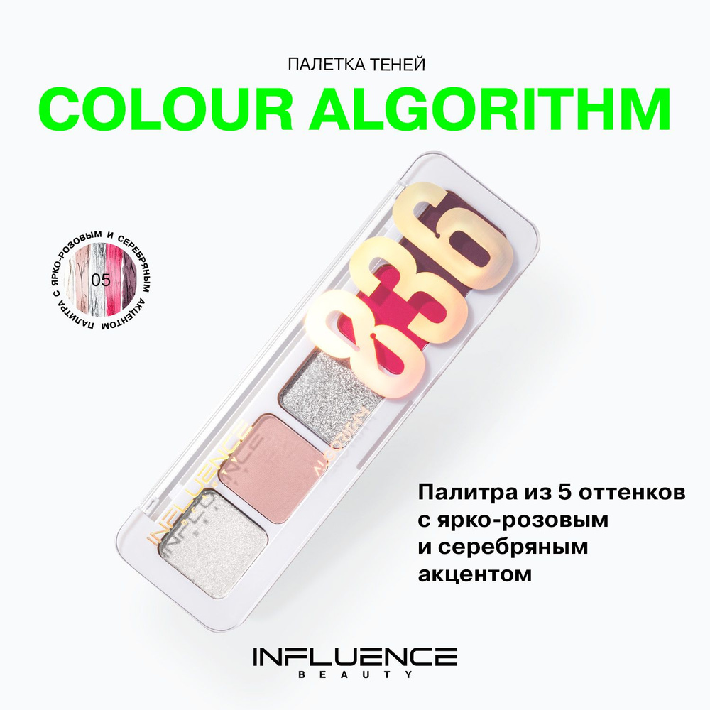 Палетка теней для век INFLUENCE BEAUTY COLOR ALGORITHM 836, яркая палитра, тон 05, 5г  #1