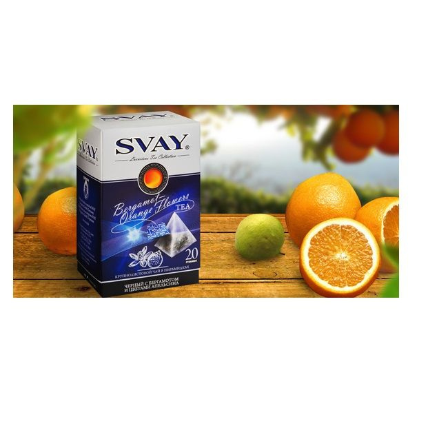 Чай черный Svay BERGAMOT& ORANGE(бергамот, цветы апельсина, кусочки яблока) в пирамидках, 20 шт  #1