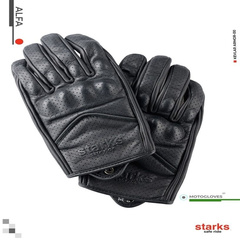 STARKS Мотоперчатки Alfard AIR (перфорированная кожа) черный XXXL  #1